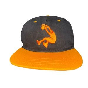 Vintage Shaquille O Neal Snapback Hat Black Yellow Dunking Logo Flat Brim NBA